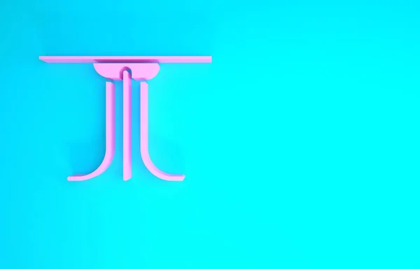 Icono de mesa redonda rosa aislado sobre fondo azul. Concepto minimalista. 3D ilustración 3D render —  Fotos de Stock