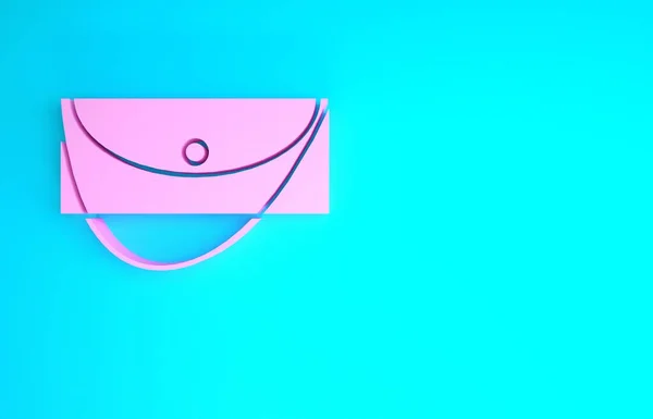 Pink Clutch tas pictogram geïsoleerd op blauwe achtergrond. Vrouwenhandtas. Minimalisme concept. 3d illustratie 3D renderen — Stockfoto