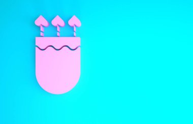 Pembe titreşimli oklar ve mavi arka planda kalp ikonu olan oklar. Aşk tanrısı sembolü. Aşk işareti. Sevgililer Günü konsepti. Minimalizm kavramı. 3d illüstrasyon 3B canlandırma