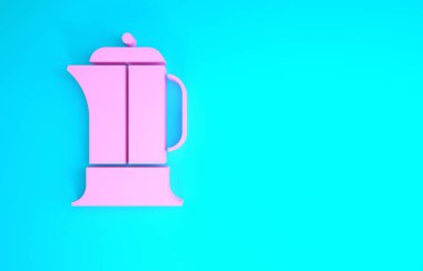 Pembe Fransız basın simgesi mavi arkaplanda izole edilmiş. Minimalizm kavramı. 3d illüstrasyon 3B canlandırma