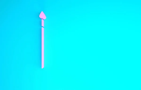 Icona della lancia rosa medievale isolata su sfondo blu. Arma medievale. Concetto minimalista. Illustrazione 3d rendering 3D — Foto Stock
