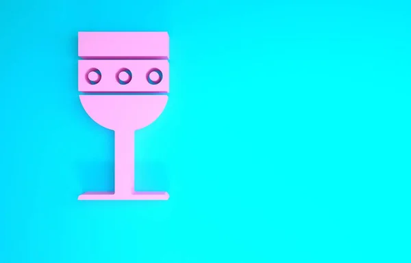 Pink Medieval goblet icon isolated on blue background. Minimalism concept. 3d illustration 3D render — Stock Photo, Image