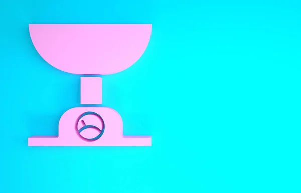 Pink Electronic ζυγαριά εικονίδιο απομονώνονται σε μπλε φόντο. Εξοπλισμός μέτρησης βάρους. Μινιμαλιστική έννοια. 3d απεικόνιση 3D καθιστούν — Φωτογραφία Αρχείου