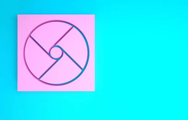 Pinkfarbenes Belüftungssymbol auf blauem Hintergrund. Minimalismus-Konzept. 3D Illustration 3D Renderer — Stockfoto