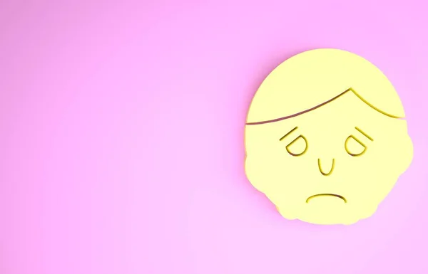 Infiammazione gialla sull'icona del viso isolata su sfondo rosa. Concetto minimalista. Illustrazione 3d rendering 3D — Foto Stock