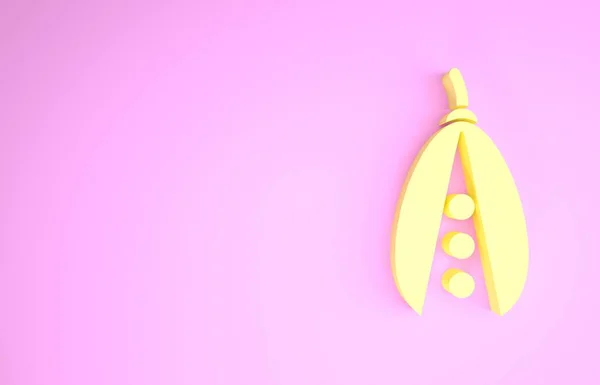 ピンクの背景に黄色の腎臓豆のアイコンが隔離されています。最小限の概念。3Dイラスト3Dレンダリング — ストック写真