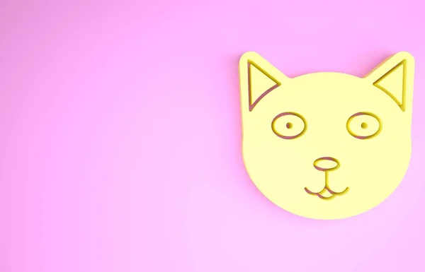 Icona Yellow Pet isolata su sfondo rosa. Concetto minimalista. Illustrazione 3d rendering 3D — Foto Stock