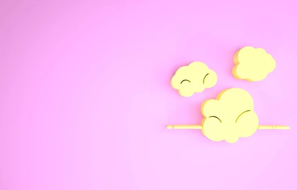 Ícone de pó amarelo isolado no fundo rosa. Conceito de minimalismo. 3D ilustração 3D render — Fotografia de Stock