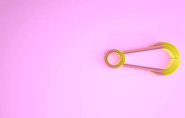 Amarelo ícone maçaneta da porta do carro isolado no fundo rosa. Conceito de minimalismo. 3D ilustração 3D render — Fotografia de Stock