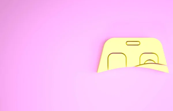 Icono del parabrisas del coche amarillo aislado sobre fondo rosa. Concepto minimalista. 3D ilustración 3D render —  Fotos de Stock