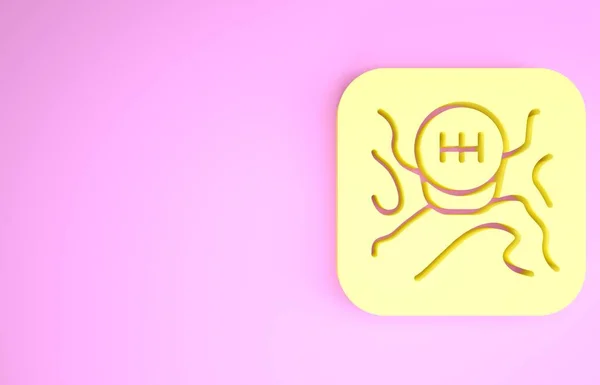 노란 기어 쉬프 터 아이콘은 핑크 배경에서 분리되었다. 전송 아이콘이야. 미니멀리즘의 개념입니다. 3d 삽화 3D 렌더링 — 스톡 사진