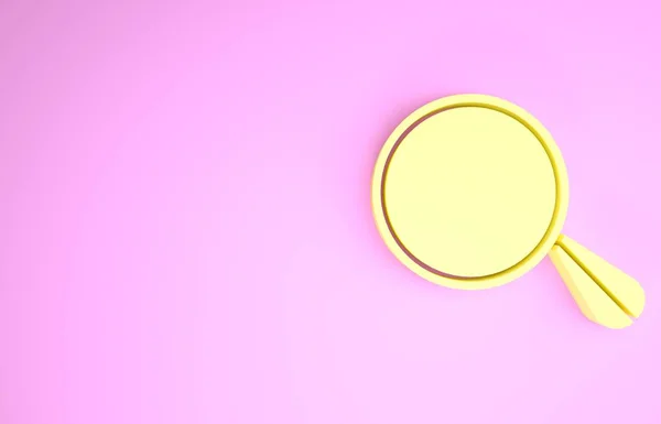 Icono espejo coche amarillo aislado sobre fondo rosa. Concepto minimalista. 3D ilustración 3D render —  Fotos de Stock