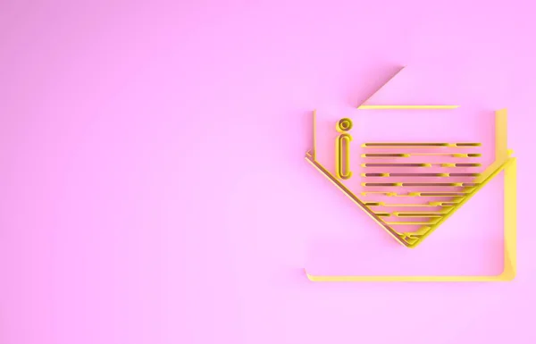Yellow Envelope icon isolated on pink background. Email message letter symbol. Minimalism concept. 3d illustration 3D render — ストック写真