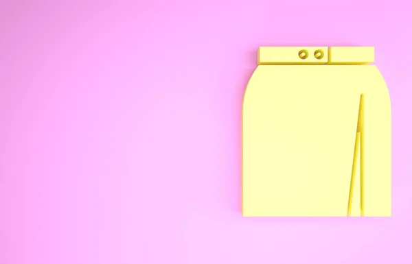 노란 스커트 아이콘은 핑크 배경에 분리되어 있다. 미니멀리즘의 개념입니다. 3d 삽화 3D 렌더링 — 스톡 사진
