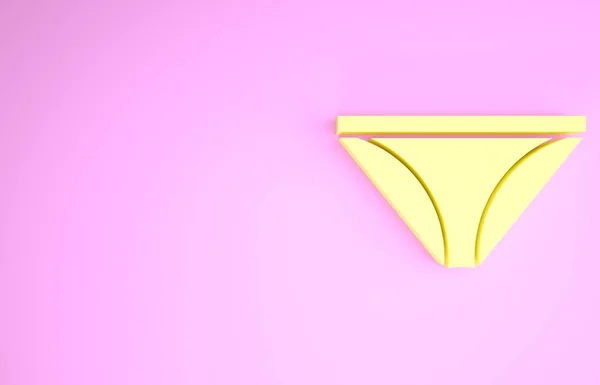 Yellow Men εσώρουχα εικονίδιο απομονώνονται σε ροζ φόντο. Αντρικά εσώρουχα. Μινιμαλιστική έννοια. 3d απεικόνιση 3D καθιστούν — Φωτογραφία Αρχείου