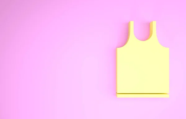 Yellow Sleeveless T-shirt icon isolated on pink background. Minimalism concept. 3d illustration 3D render — Stock Photo, Image