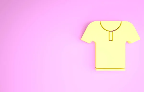 Żółta ikona pancerza na różowym tle. Koncepcja minimalizmu. Ilustracja 3D 3D renderowania — Zdjęcie stockowe