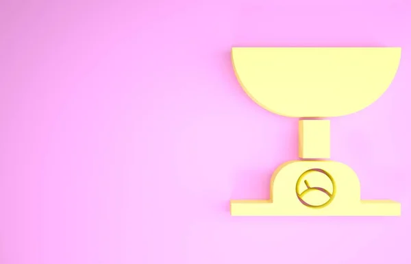 Icône Balance électronique jaune isolée sur fond rose. Équipement de mesure du poids. Concept de minimalisme. Illustration 3D rendu 3D — Photo