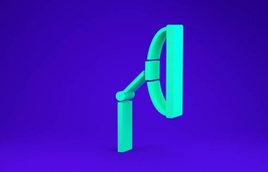 Mavi arkaplanda yeşil cam sileceği simgesi izole edildi. Minimalizm kavramı. 3d illüstrasyon 3B canlandırma