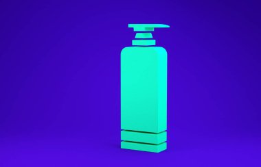 Yeşil Krem ya da losyon kozmetik tüp ikonu mavi arka planda izole edilmiş. Erkekler için vücut bakım ürünleri. Minimalizm kavramı. 3d illüstrasyon 3B canlandırma