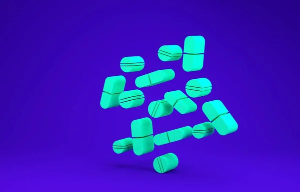 Пігулка Зеленої Медицини Або Ікона Таблеток Ізольована Синьому Фоні Таблетки — стокове фото