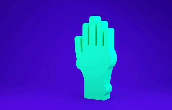 绿手与银屑病或湿疹图标隔离在蓝色背景 人类皮肤对过敏原或慢性身体问题的反应概念 最低纲领的概念 3D渲染3D插图 — 图库照片
