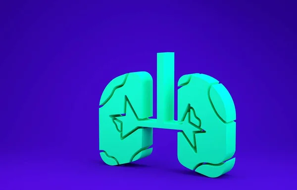 Green Lungs Icon Isolated Blue Background Minimalism Concept Illustration Render — Stock Photo, Image
