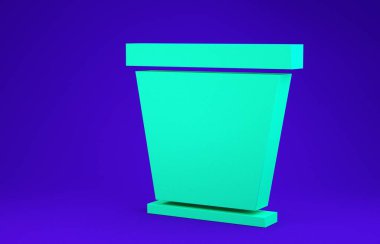 Yeşil saksı simgesi mavi arkaplanda izole edildi. Minimalizm kavramı. 3d illüstrasyon 3B canlandırma