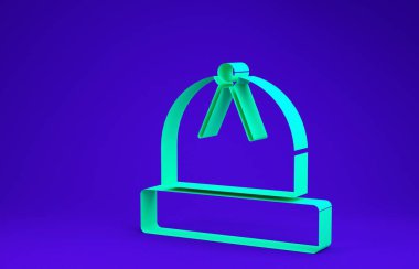 Mavi arkaplanda Yeşil Kış şapkası simgesi izole edildi. Minimalizm kavramı. 3d illüstrasyon 3B canlandırma