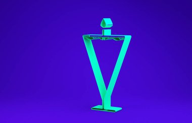 Mavi arka planda yeşil ortaçağ bayrağı simgesi izole edildi. Bir kral ya da kraliçe tarafından yönetilen ülke, devlet ya da bölge. Minimalizm kavramı. 3d illüstrasyon 3B canlandırma