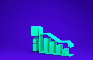 Yeşil Ekoloji bilgi simgesi mavi arkaplanda izole edildi. Minimalizm kavramı. 3d illüstrasyon 3B canlandırma