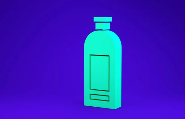 Botella Verde Champú Icono Aislado Sobre Fondo Azul Concepto Minimalista — Foto de Stock