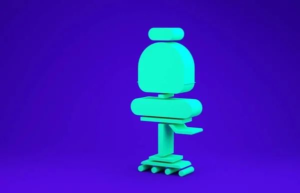 Icône Chaise Bureau Vert Isolé Sur Fond Bleu Concept Minimalisme — Photo
