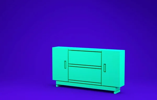 Mavi Arkaplanda Yeşil Televizyon Masası Simgesi Izole Edildi Minimalizm Kavramı — Stok fotoğraf