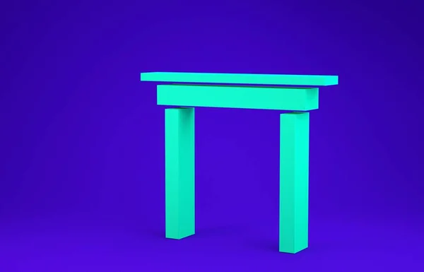 Icône Table Bois Vert Isolé Sur Fond Bleu Concept Minimalisme — Photo