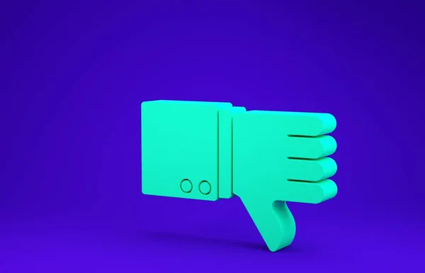 Green Dislike Icoon Geïsoleerd Blauwe Achtergrond Minimalisme Concept Illustratie Renderen — Stockfoto