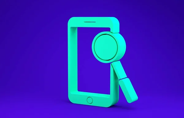 Зеленый Значок Диагностики Мобильного Телефона Выделен Синем Фоне Настройка Приложения — стоковое фото
