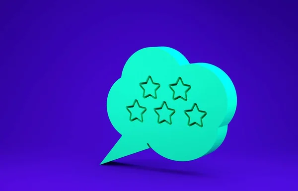 Green Five Stars Customer Product Rating Review Icon Isolated Blue —  Fotos de Stock