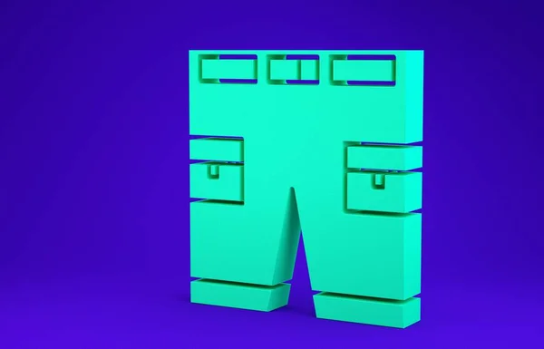 Verde Corto Pantalón Icono Aislado Sobre Fondo Azul Concepto Minimalista — Foto de Stock