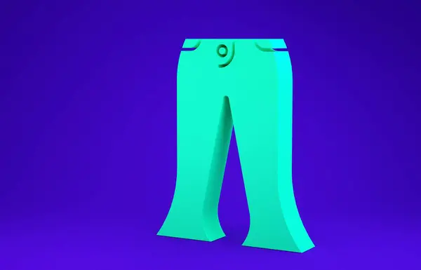Icono Pantalones Verdes Aislado Sobre Fondo Azul Concepto Minimalista Ilustración —  Fotos de Stock