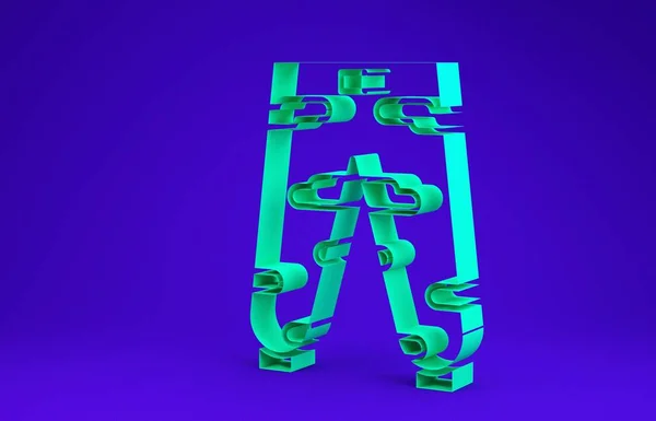 緑のカモフラージュの貨物パンツアイコンは青の背景に隔離された 最小限の概念 3Dイラスト3Dレンダリング — ストック写真