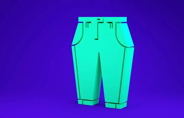 Ikona Zielonych Spodni Odizolowana Niebieskim Tle Koncepcja Minimalizmu Ilustracja Renderowania — Zdjęcie stockowe