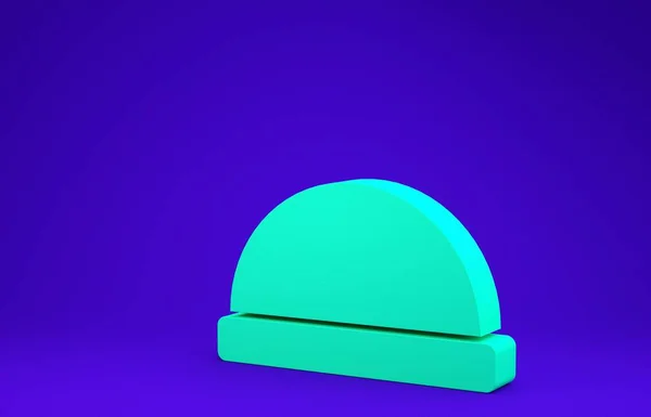 Green Beanie hat icon isolated on blue background. Minimalism concept. 3d illustration 3D render