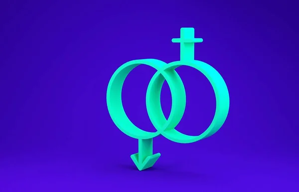 Grünes Gender Symbol Isoliert Auf Blauem Hintergrund Symbole Von Männern — Stockfoto