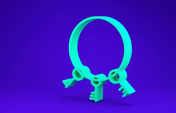 Grüne Alte Schlüssel Icon Isoliert Auf Blauem Hintergrund Minimalismus Konzept — Stockfoto