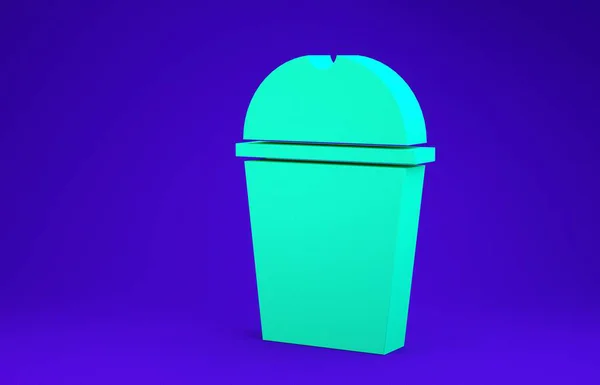 緑の紙ガラスと青の背景に隔離された水のアイコン ソーダドリンクグラス 新鮮な冷たい飲み物のシンボル 最小限の概念 3Dイラスト3Dレンダリング — ストック写真