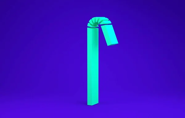 Зелена Піктограма Питної Пластикової Соломи Ізольована Синьому Фоні Концепція Мінімалізму — стокове фото