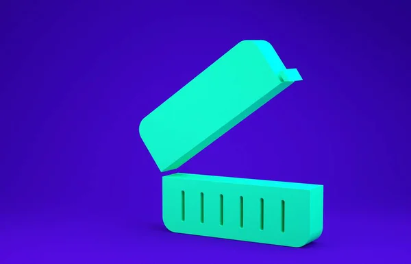 Green Lunch Box Icoon Geïsoleerd Blauwe Achtergrond Minimalisme Concept Illustratie — Stockfoto