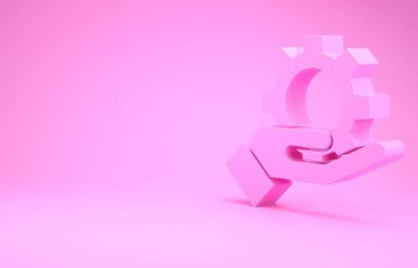 Pembe El ayarları ikonu pembe arka planda izole edilmiş. Ayarlama, servis, bakım, onarım, onarım. Minimalizm kavramı. 3d illüstrasyon 3B canlandırma
