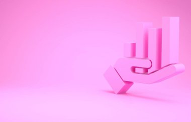 Pembe Turta grafiği bilgi simgesi pembe arka planda izole edildi. Diyagram çizelgesi. Minimalizm kavramı. 3d illüstrasyon 3d canlandırma